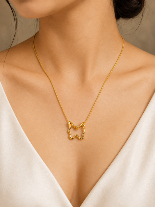 Butterfly Gold-Tone Minimalist Pendant Necklace