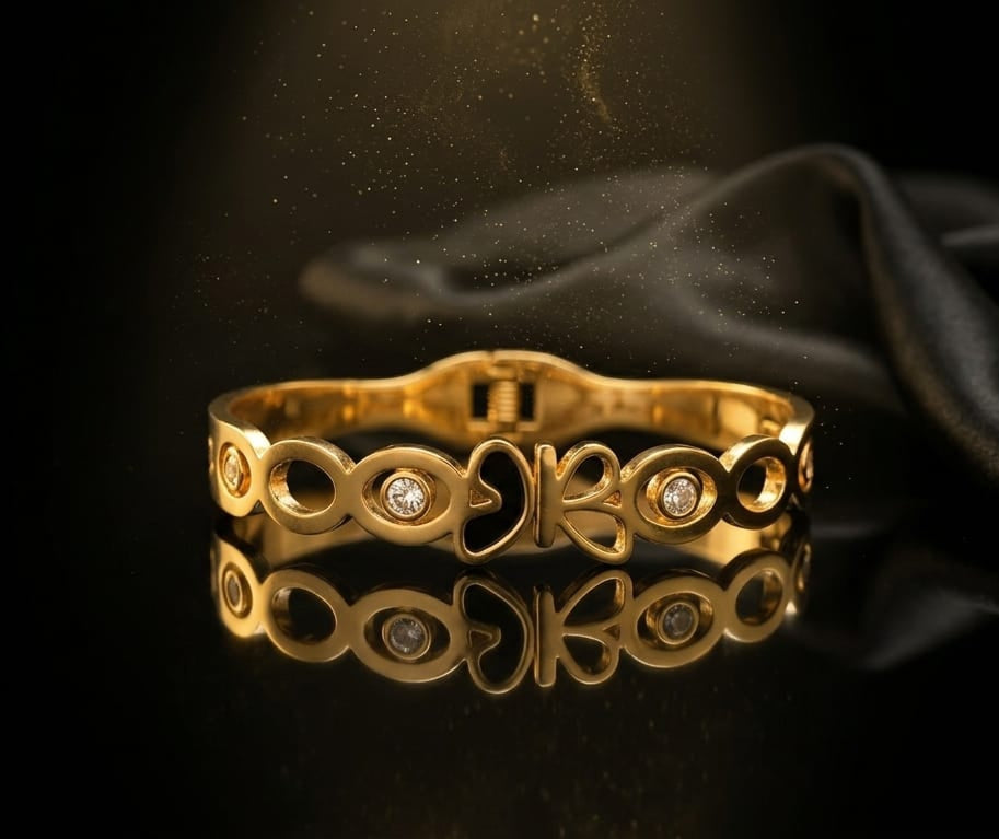 Golden Butterfly Crystal Bangle Bracelet for Women