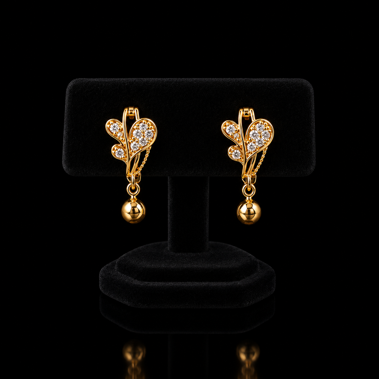 Gold-Tone Crystal Butterfly Drop Earrings