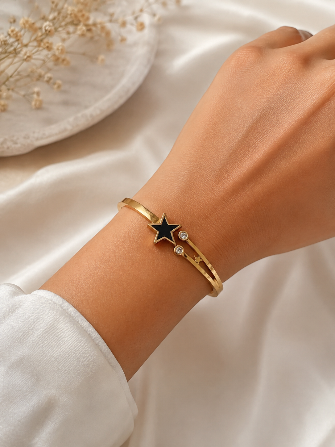 Black Star Crystal Gold-Tone Bracelet