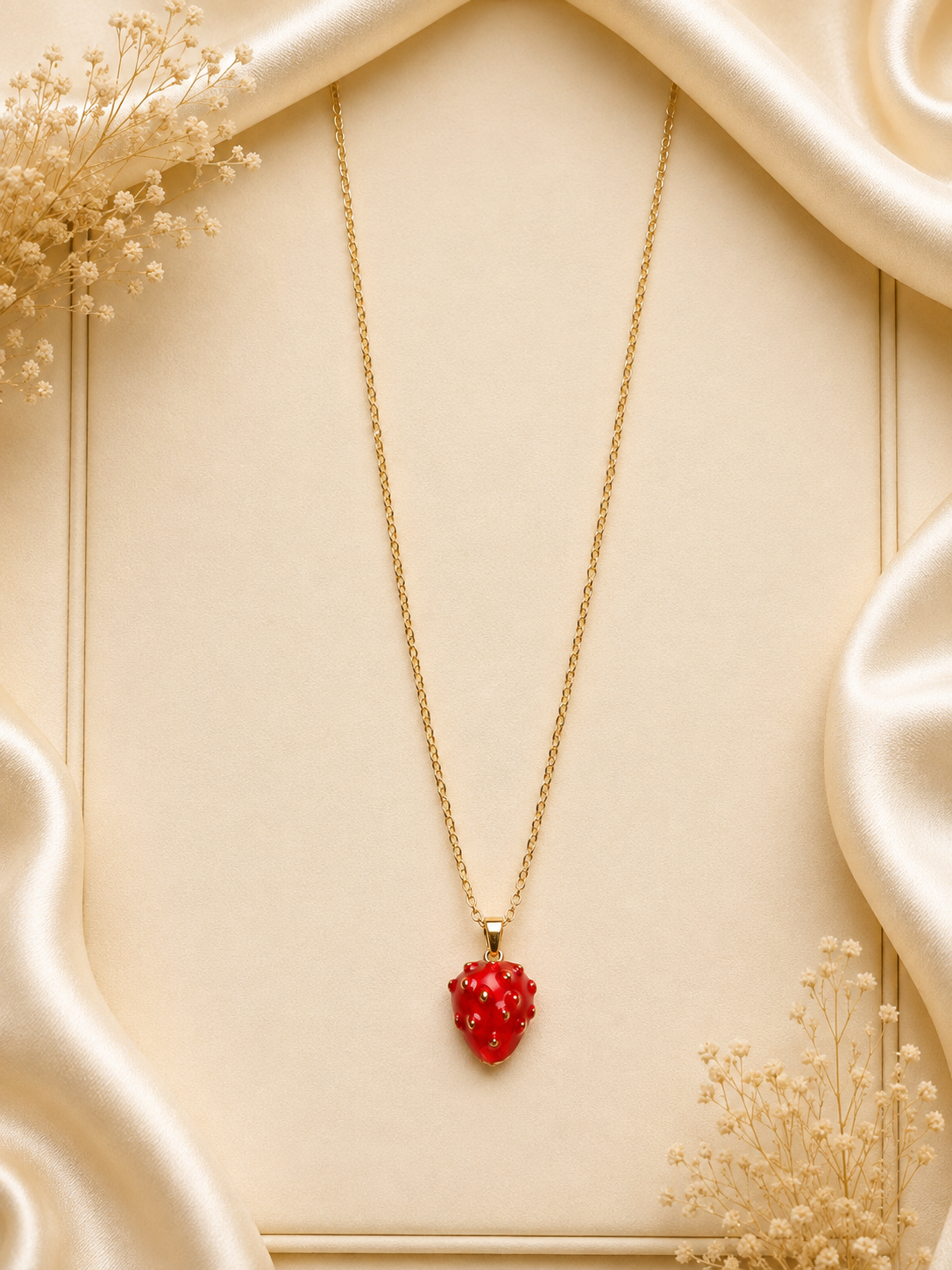 Cute Strawberry Pendant Necklace for Women | Gold-Plated Fashion Chain