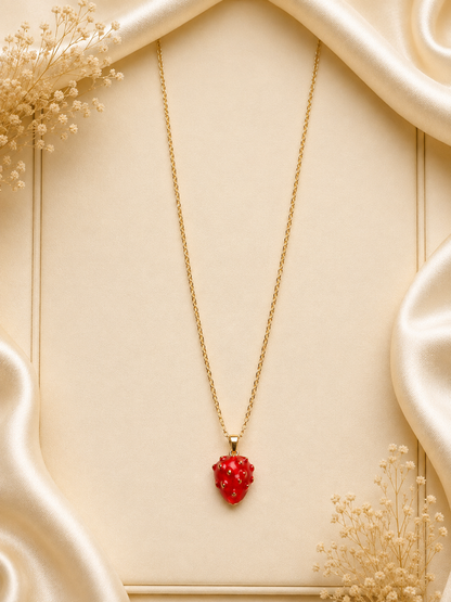 Cute Strawberry Pendant Necklace for Women | Gold-Plated Fashion Chain