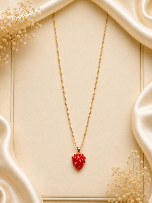 Cute Strawberry Pendant Necklace for Women | Gold-Plated Fashion Chain