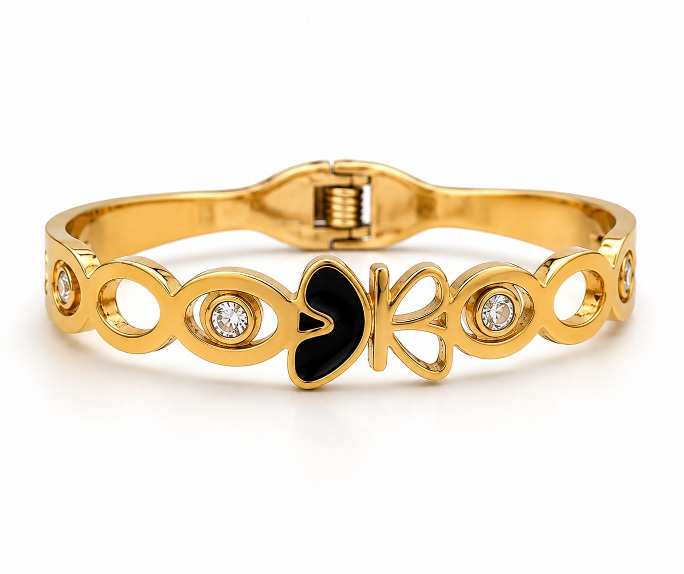 Golden Butterfly Crystal Bangle Bracelet for Women
