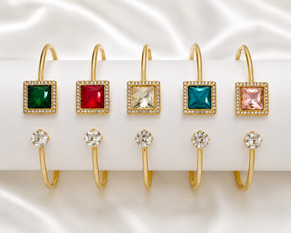 Multicolor Square Crystal Open Cuff Bracelet