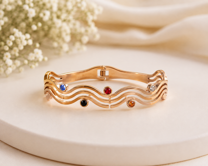 Multicolor Crystal Wave Rose Gold Bracelet