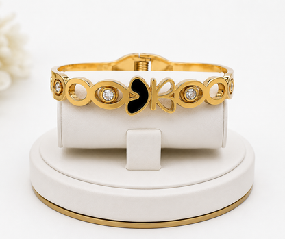 Golden Butterfly Crystal Bangle Bracelet for Women