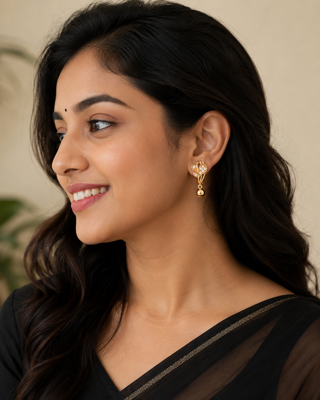 Gold-Tone Crystal Butterfly Drop Earrings