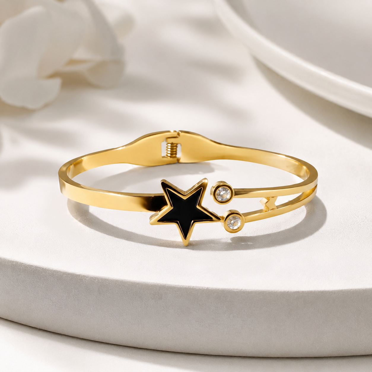 Black Star Crystal Gold-Tone Bracelet