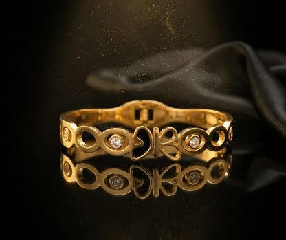 Golden Butterfly Crystal Bangle Bracelet for Women