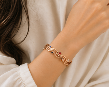 Multicolor Crystal Wave Rose Gold Bracelet