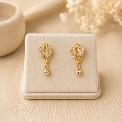 Gold-Tone Crystal Butterfly Drop Earrings