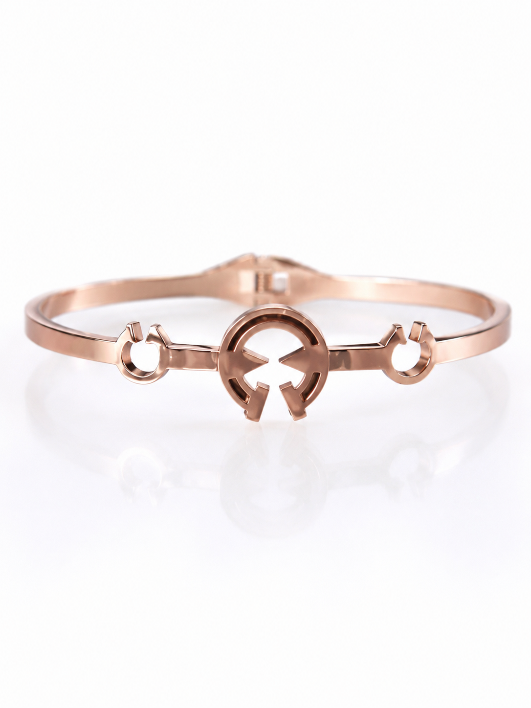 Rose Gold Minimalist Openwork Bangle Bracelet for Women