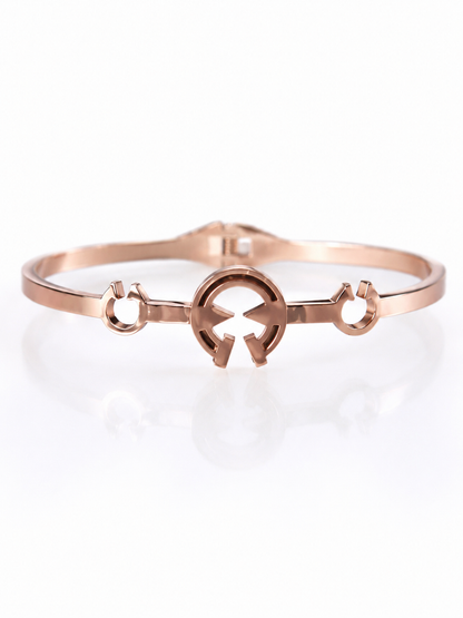 Rose Gold Minimalist Openwork Bangle Bracelet for Women