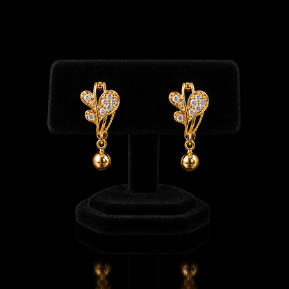 Gold-Tone Crystal Butterfly Drop Earrings